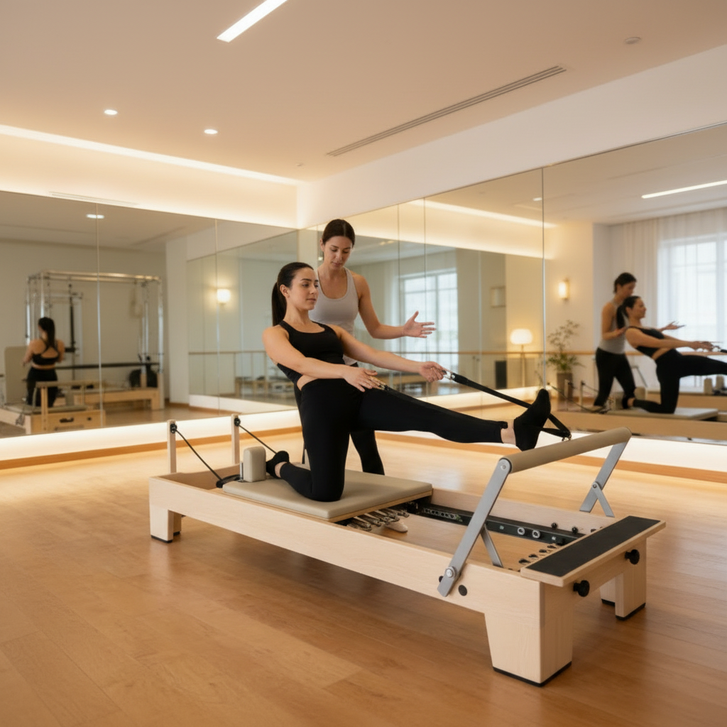 Maple Wooden Pilates Reformer Gym Yoga Compact Multifunctional Cama Reformador Maquina Core Beds Machine Seller for Studio